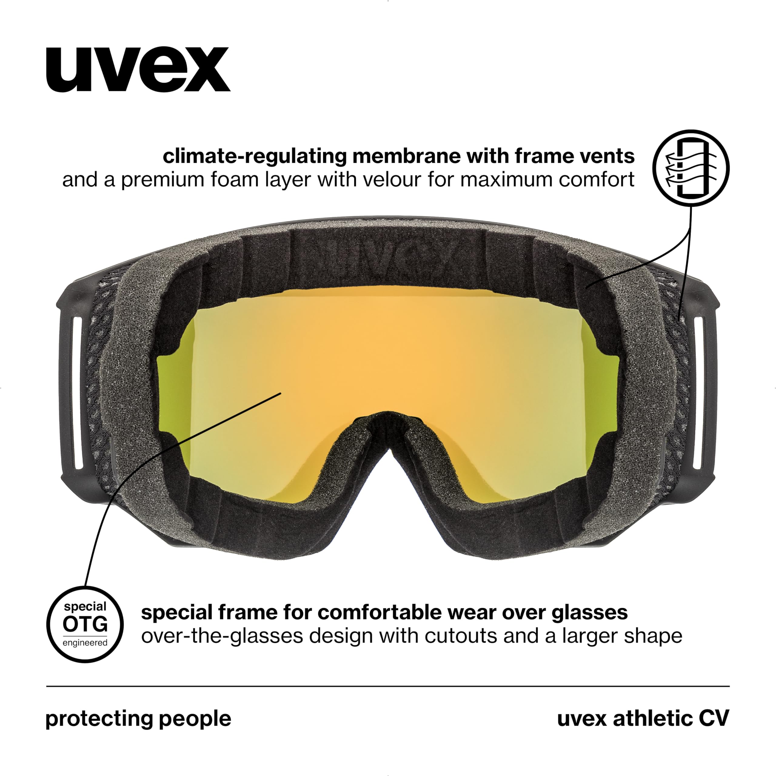 uvex ゴーグル　athletic CV uvex athletic CV black matt mirror blue | Ski goggles | uvex