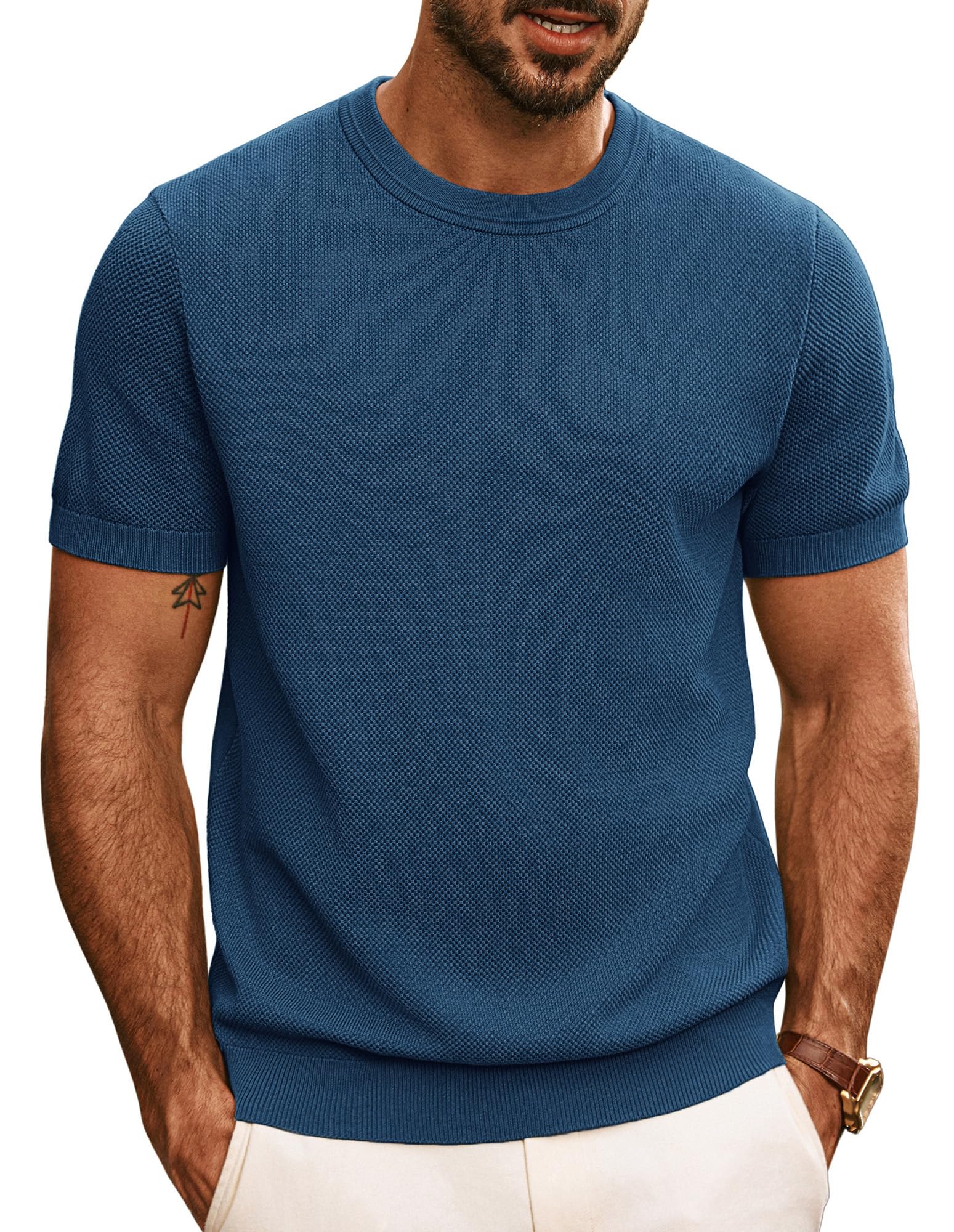 PJ PAUL JONES T Shirt Uomo Manica Corta con Scollo Rotondo, T-Shirt Lavorata a Maglia