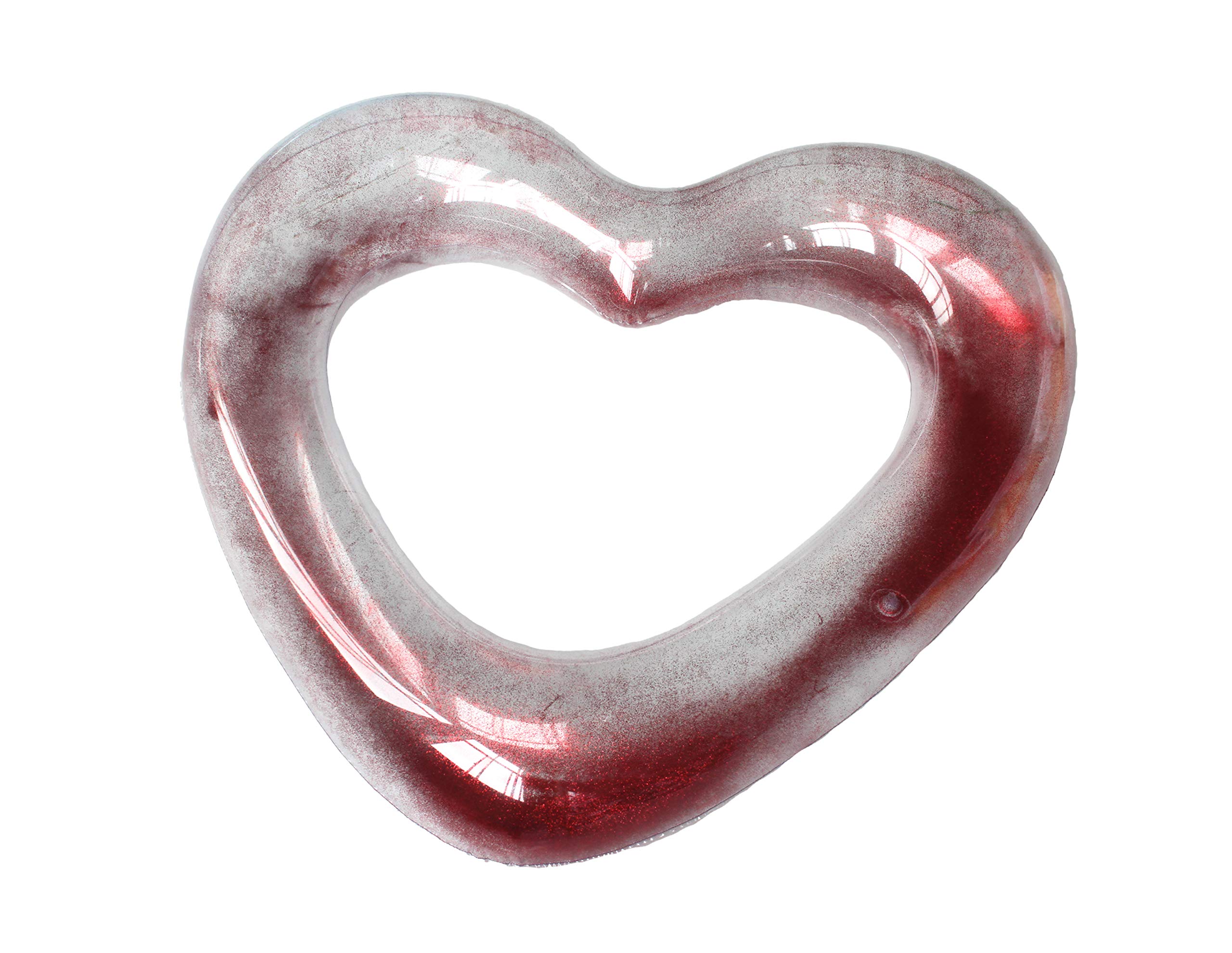 Heart Shaped Glitter Inflatable Pool Float, Round Tube, Pink