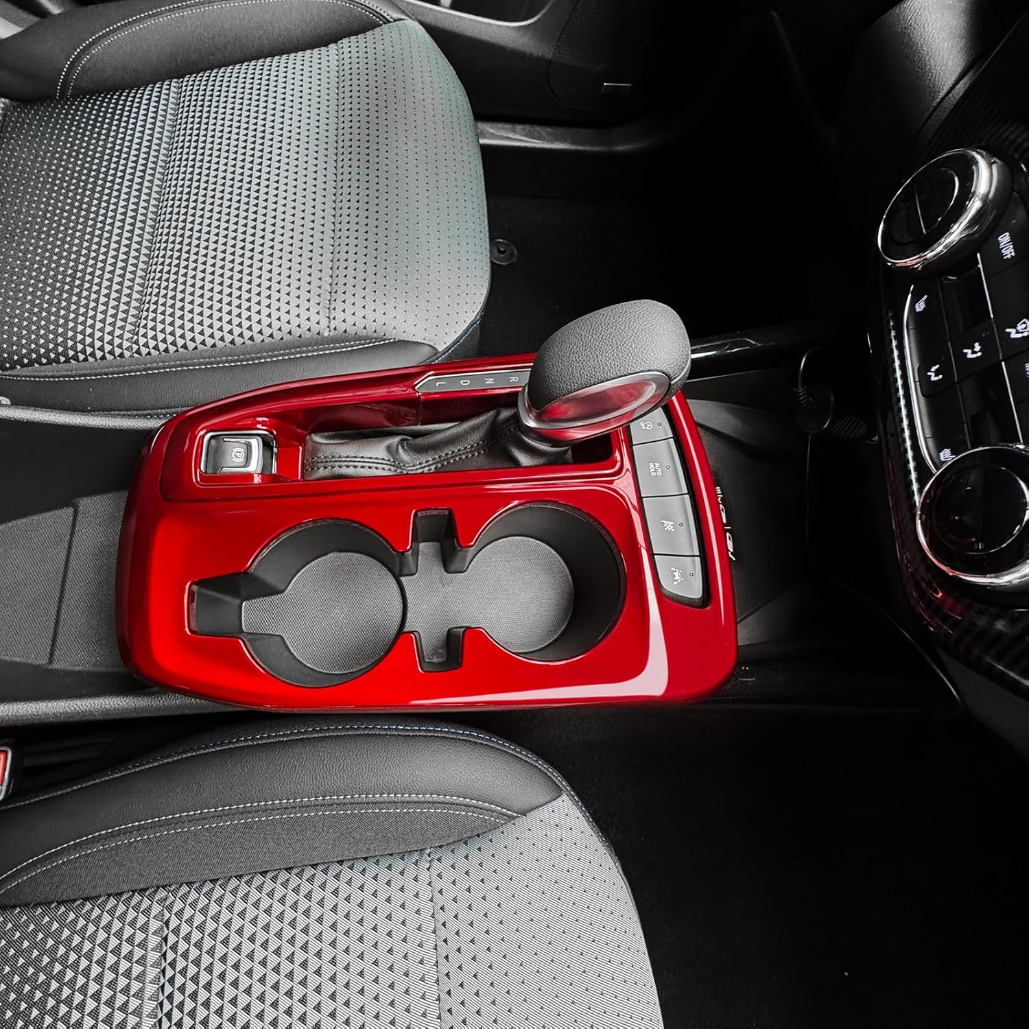 ABS Center Console Cover,Gear Shift Trim Panel,Console Shifter Cover Compatible with Chevy Trax 2024-2025 Accessories (Glossy Red Style)