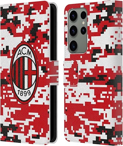 Vista 58 de Head Case Designs Funda de cuero con licencia oficial de AC Milan con diseño de camuflaje digital, compatible con Samsung Galaxy S22 Ultra 5G