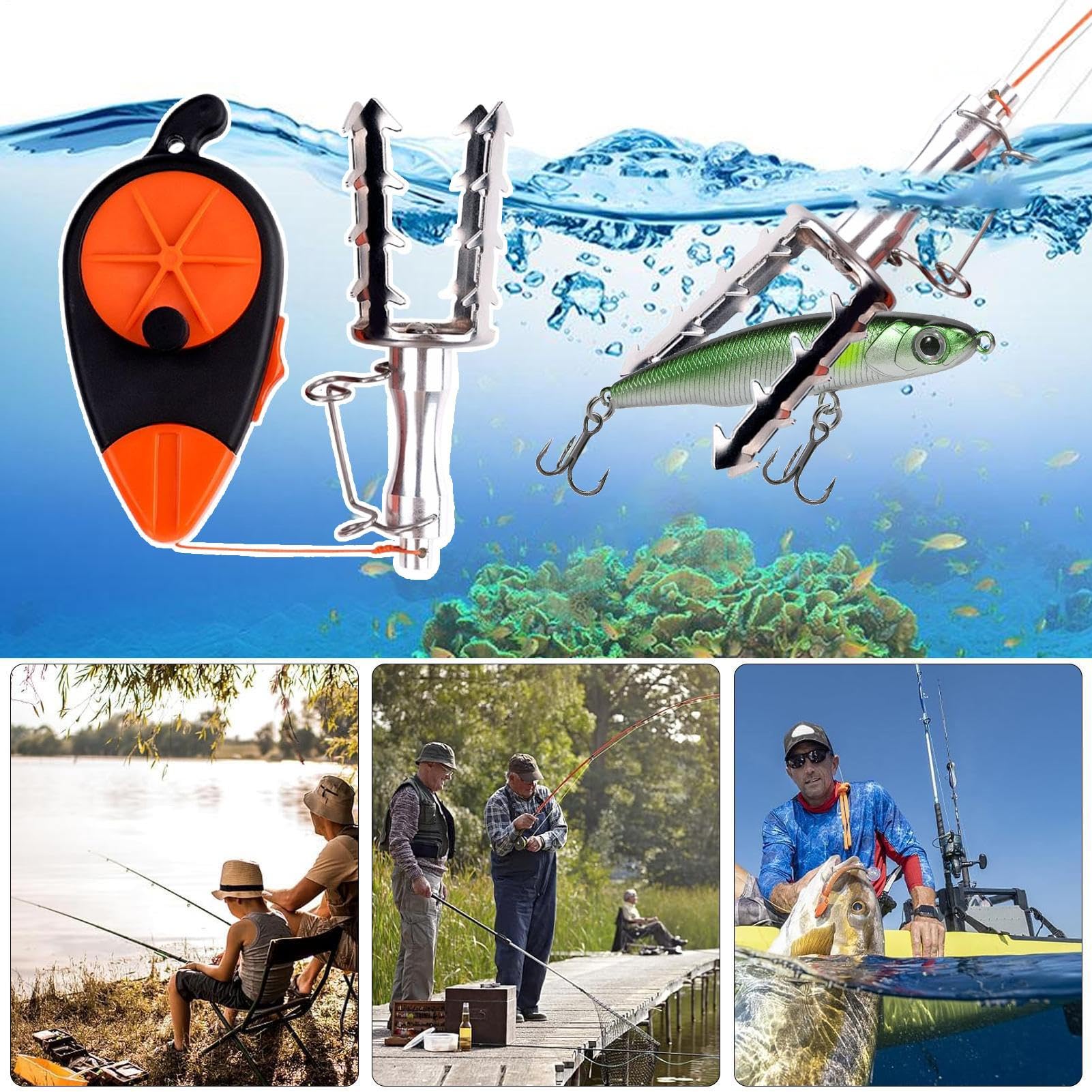 Décrocheur De Lignes De Pêche – Pince En Acier Inoxydable, Récupérateur De Leurres Avec Ligne PE 300m – Pour Pêche, Bateau, Camping