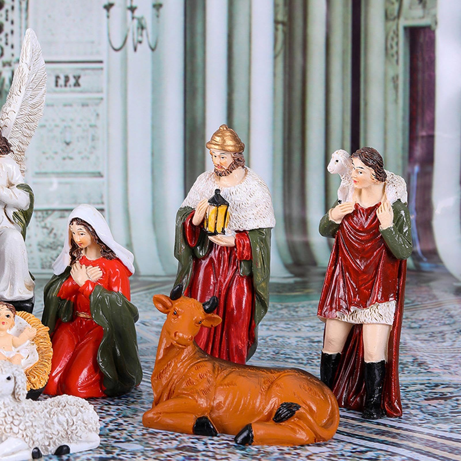 Amazon.co.jp: Mdikawe 樹脂製キリスト降誕シーン、聖家族の置物