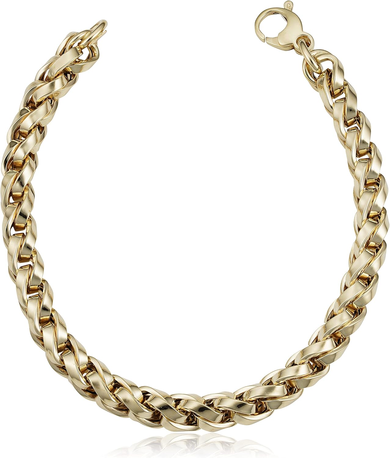 14k Yellow Gold Braided Wheat Bracelet for Women (6 mm, 7.5 inch) | Made in Italy