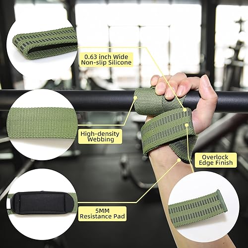 Miniatura 4 de Lifting Straps and Weightlifting Wrist Wraps Set, Cotton Hard Pull Wrist Lifting Straps Grips Band with Anti-Skid Silicone, Professional Quality