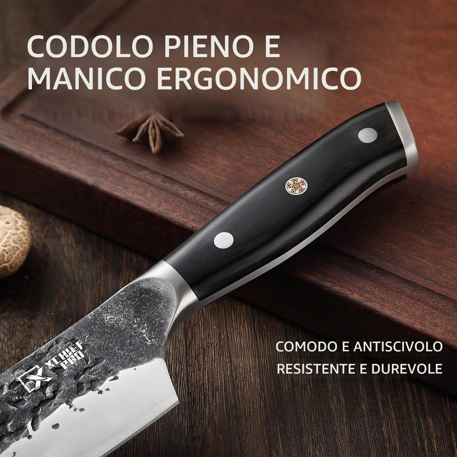 Set di 6 coltelli da cucina giapponesi forgiati a mano | Set di coltelli da cucina giapponesi in acciaio al carbonio con custodia da trasporto, per la cucina, campeggio, barbecue