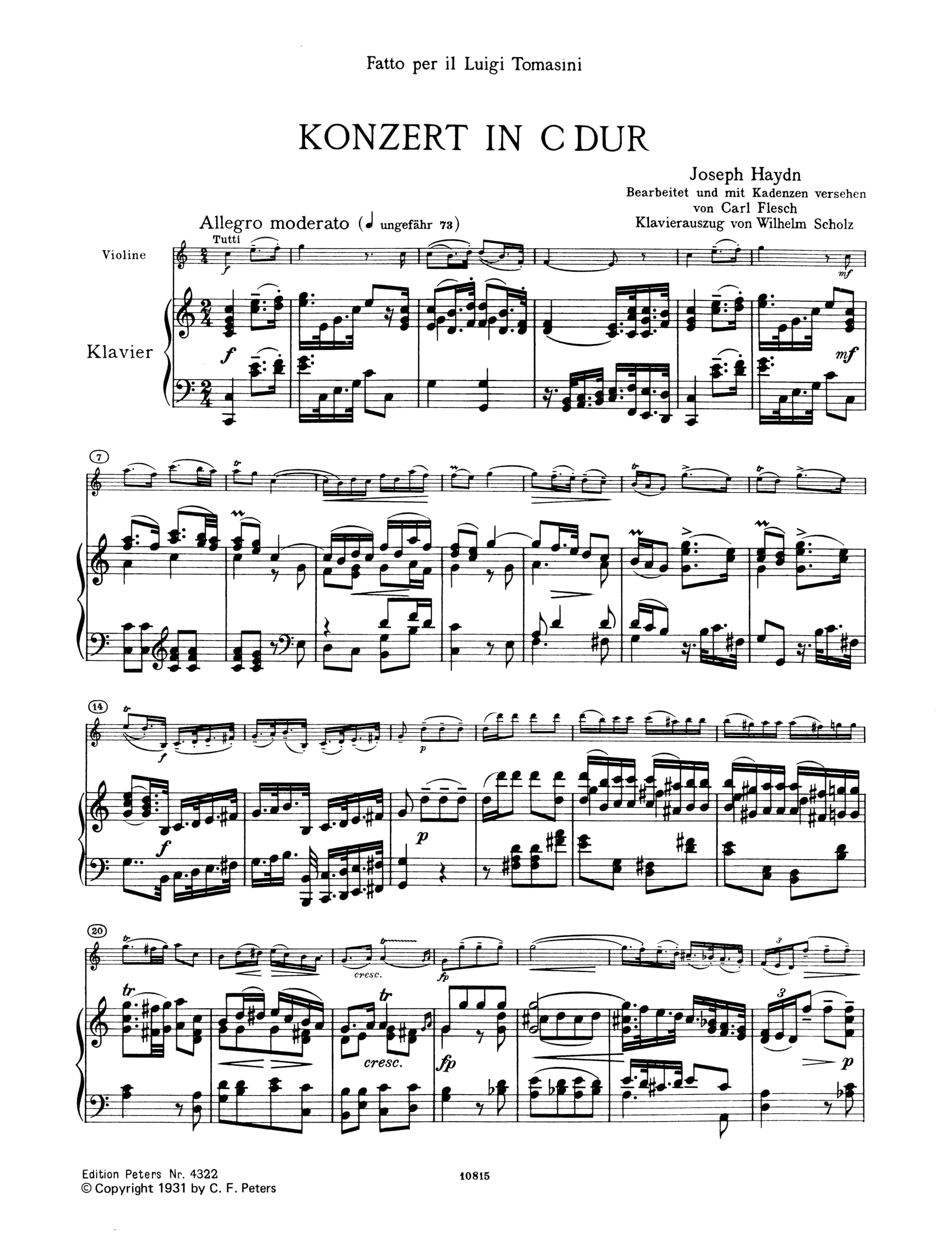 Haydn: Violin Concerto in C Major, Hob. VIIa:1 (Solo Part with Piano Reduction) - Image 3