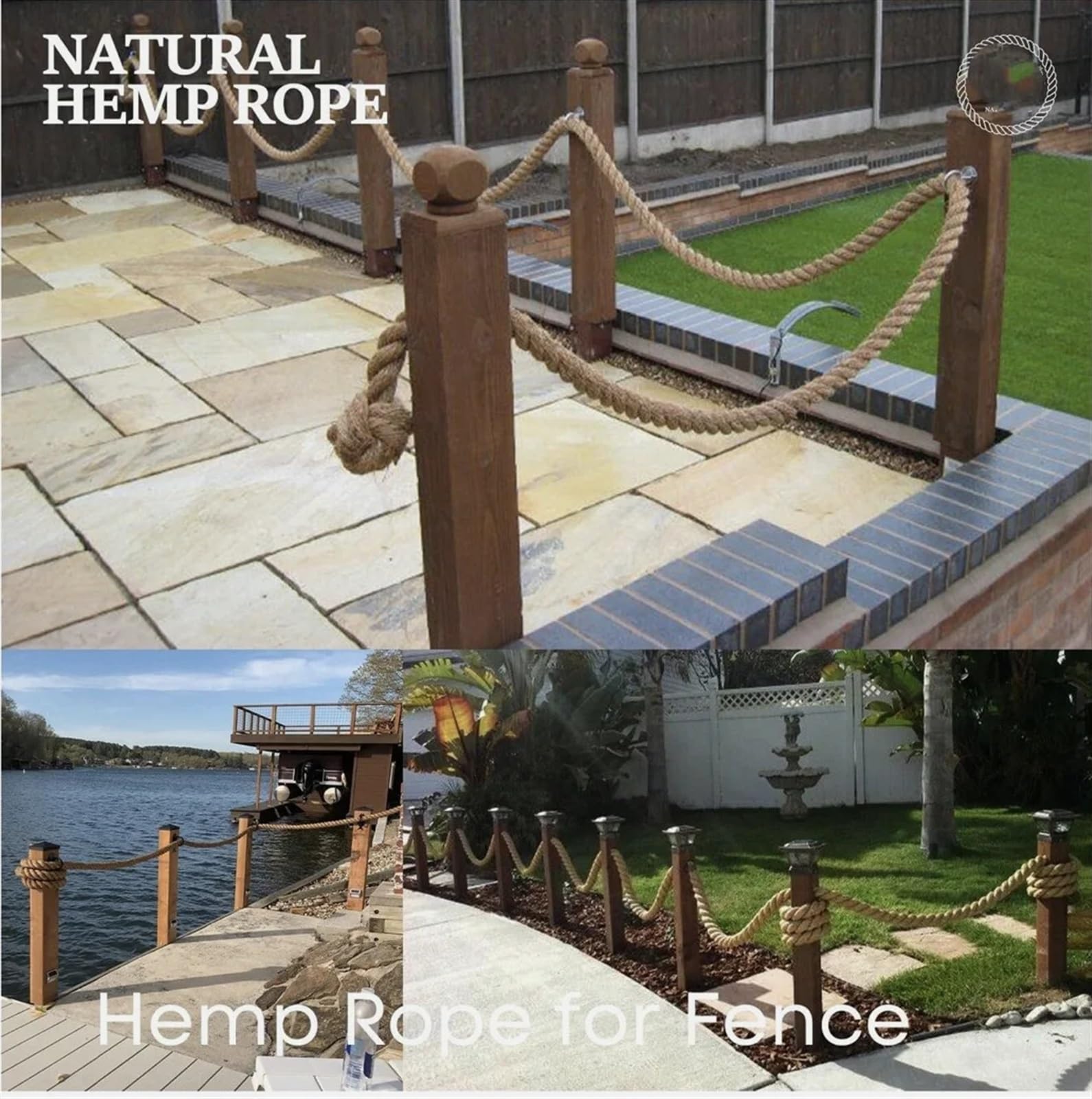 Corda Canapa Corda di iuta naturale Spago for fai da te Artigianato Giardinaggio Decorazione nozze(8mm 50M)