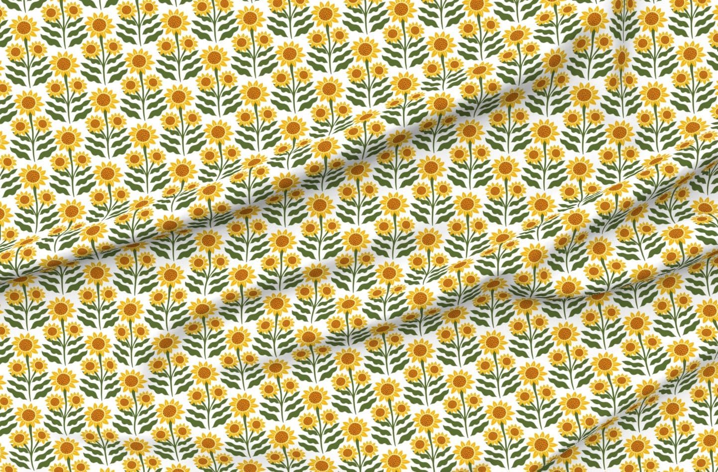 Spoonflower Fabric - Yellow Sunflower Summer Flowers Minimal Botanical Cottagecore Printed on Petal Cotton Fabric Fat Quarter - Sewing Quilting Apparel Crafts Decor