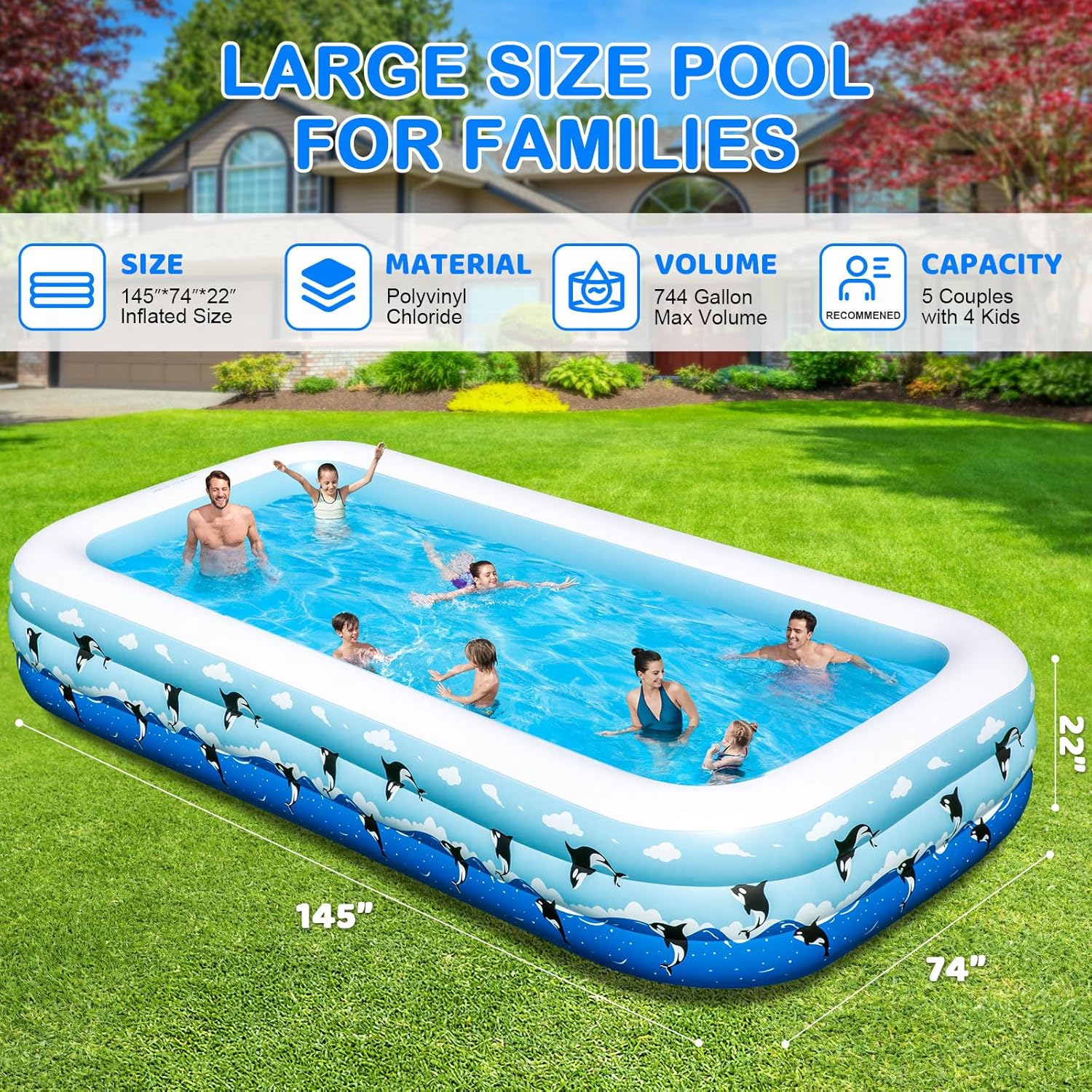 NAKUJ プール 空気入れ不要 折りたたみ 大型 3メートル 家庭用