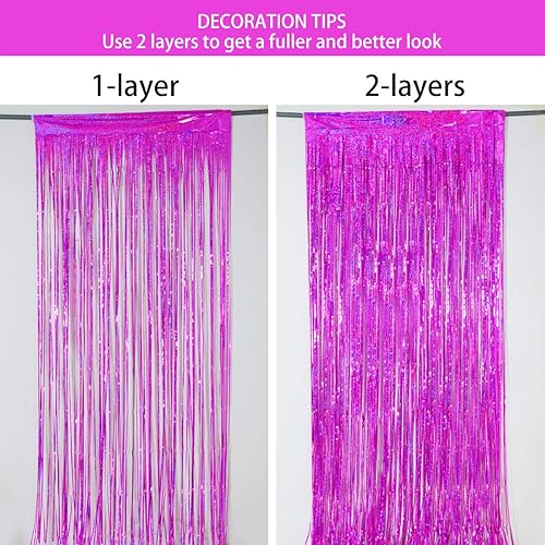 Miniatura 6 de Melsan - Juego de 3 cortinas de papel de aluminio para fiestas, en flecos, 3.2 x 3.2 pies, también para fondo para tomar fotografía, baby shower,