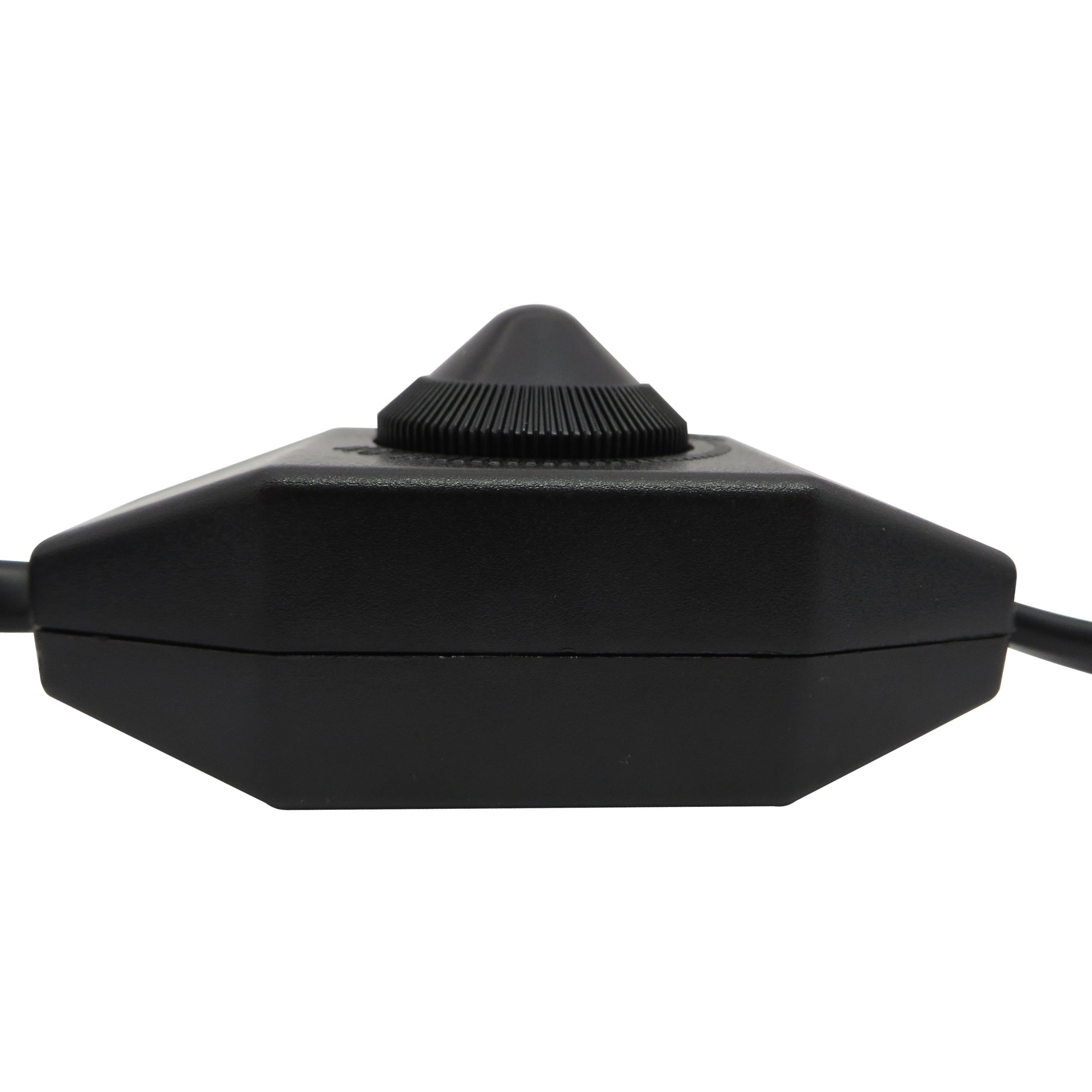 Ściemniacz LED 1-60 W z kablem o długości 2 m (wtyczka + gniazdo), bezstopniowe ściemnianie/ściemnianie (żyłowy ściemniacz obrotowy) do żarówek LED – przełącznik ściemniacza pośredniego (czarny)