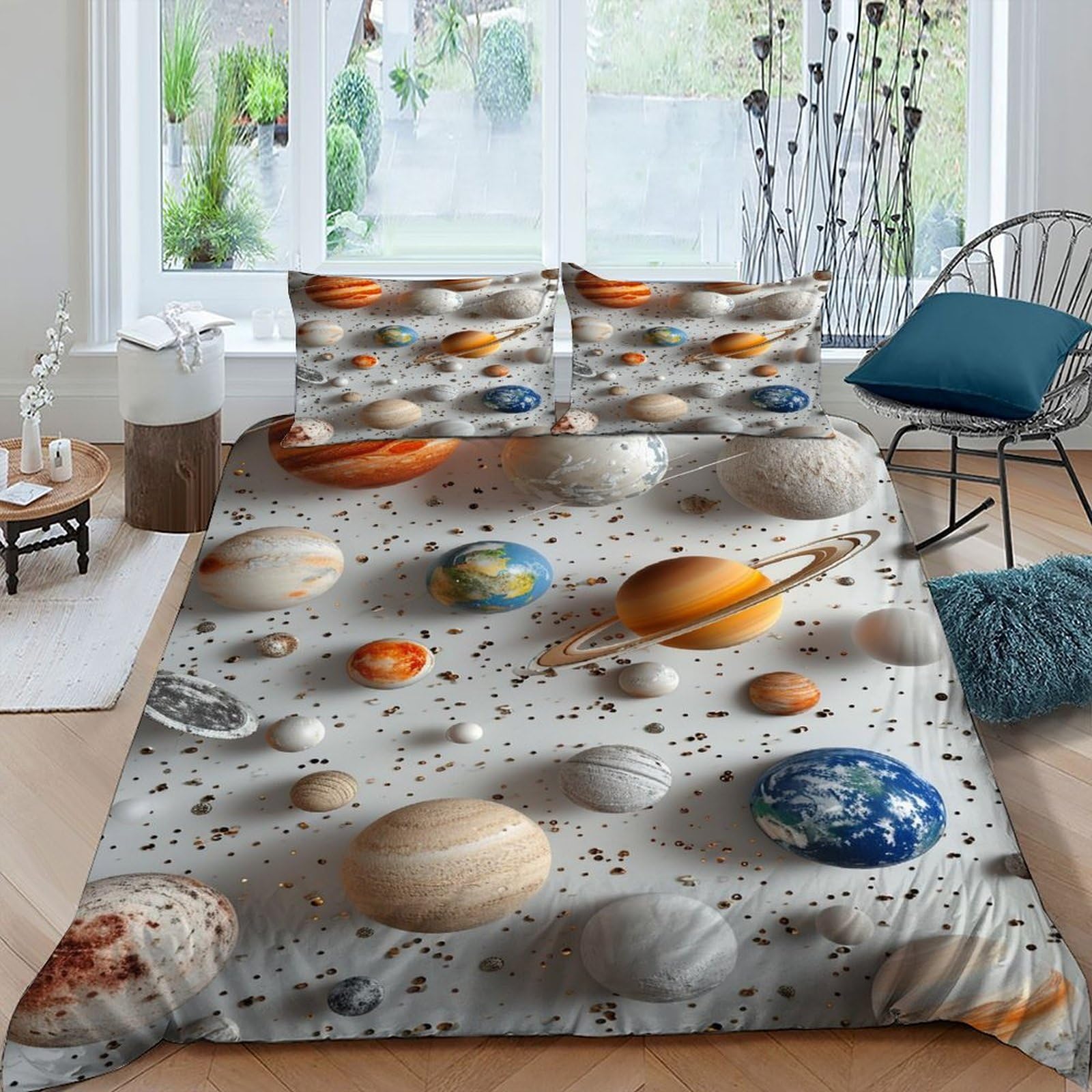 Housse de couette 135x200 bleu anti-plis avec fermeture éclair