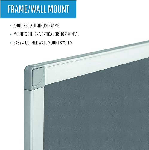 Vista 18 de Mastervision Ayda - Tablón de anuncios para montaje en pared, 18 x 24 pulgadas, fieltro azul, marco de aluminio, para el hogar u oficina