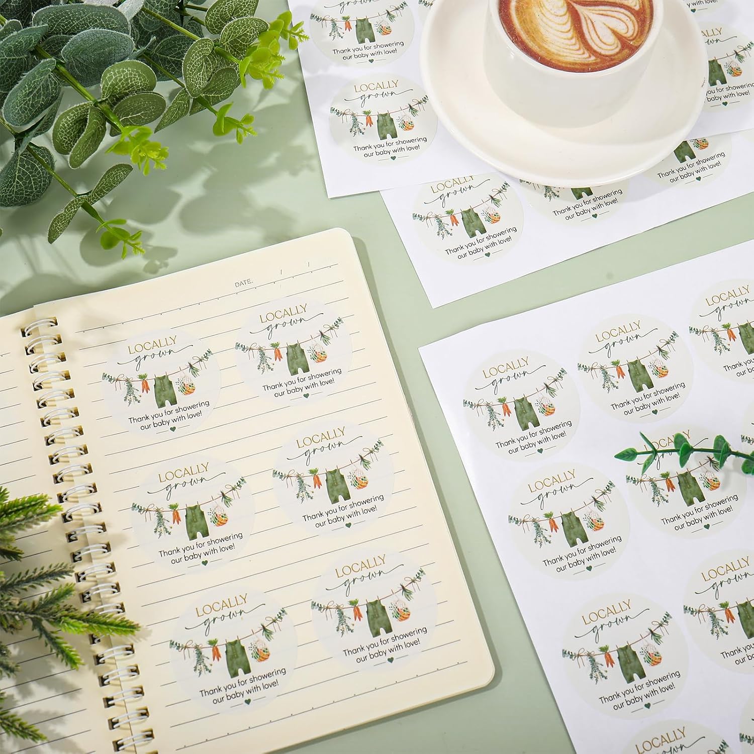 FYSUIMU 100Pcs Farmer Market Baby Shower Thank You Stickers,Vegetable Theme