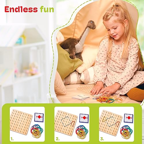 Miniatura 2 de CUBIDI Geoboards de madera con bandas de goma  Juguetes Montessori para niños de más de 4 años  Tablas geográficas para el aula  Juguetes STEM