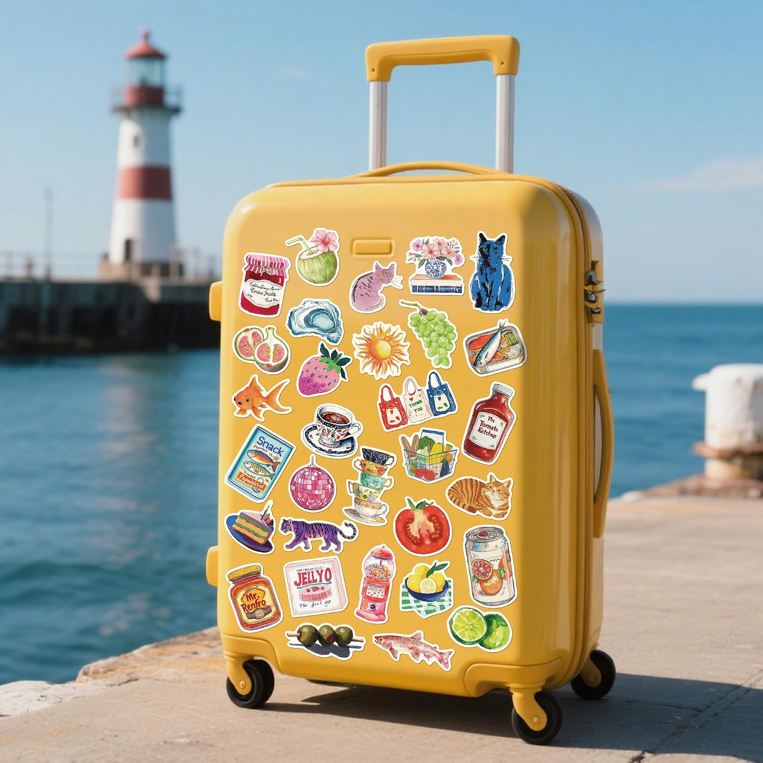Aesthetic Cute Scrapbook Stickers, 100 PCS Food Fruits Sticker for Journaling, Coquette Summer Mediterranean Decals for Water Bottle Laptop, Waterproof PVC Material