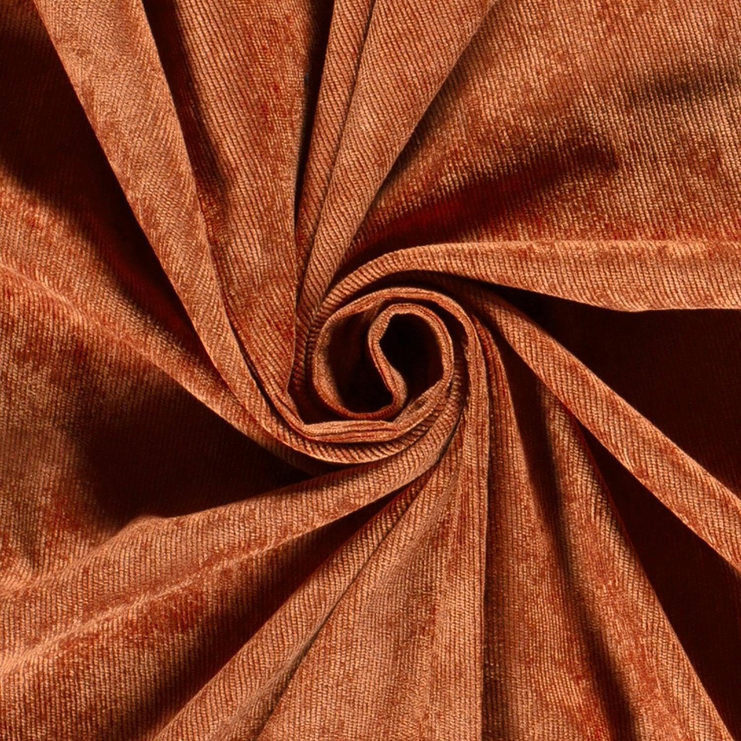 Stretch Baby Needle Cord 21 Wale Fabric Material Rust 1MTR