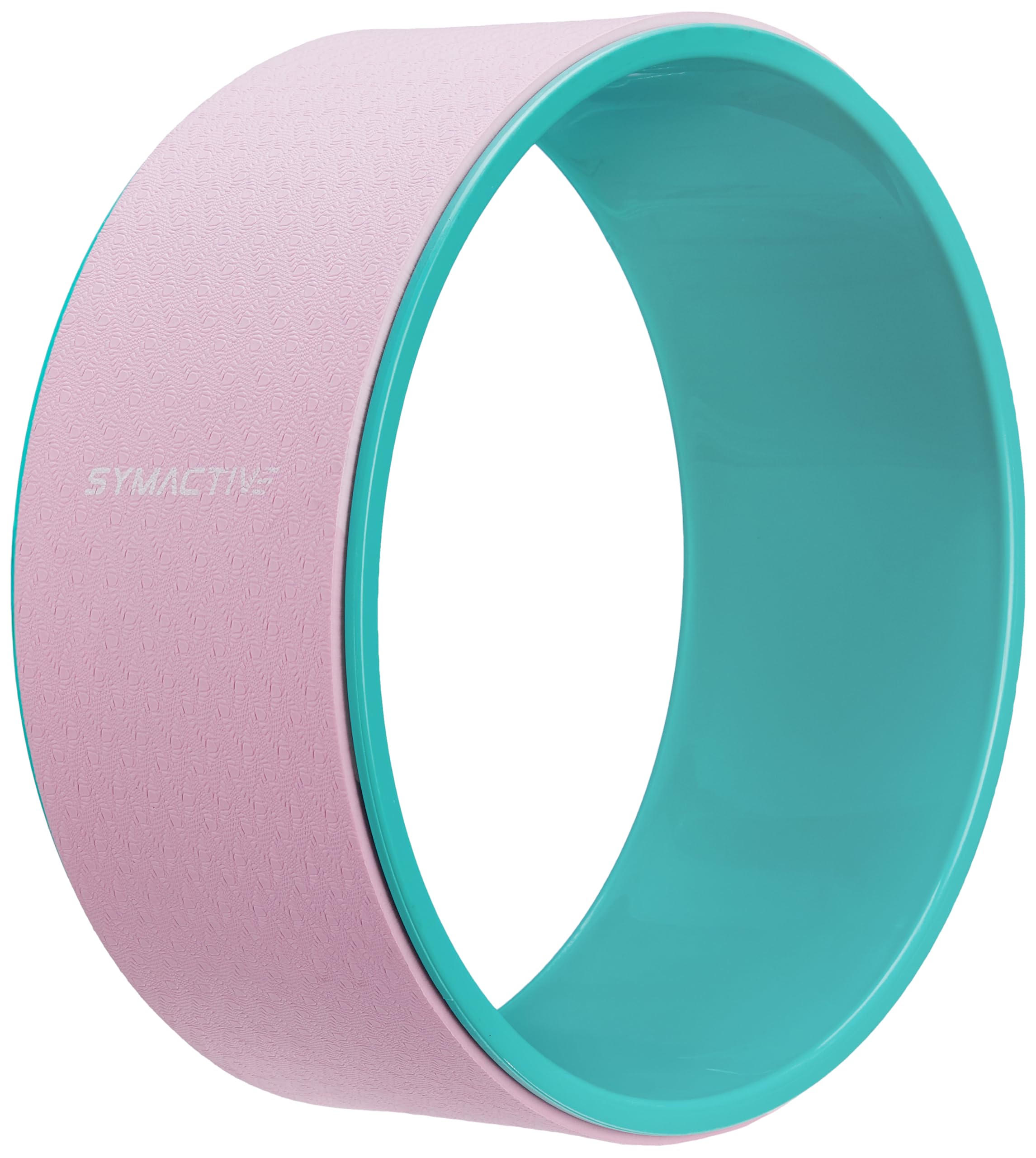 Amazon Brand - Symactive Yoga Wheel for Men & Women | Yoga Wheel for Back Bends, Stretching, Deep Tissue Massage, Home Training | Pink Green | 31.5 x 12.5 x 31.5 cm