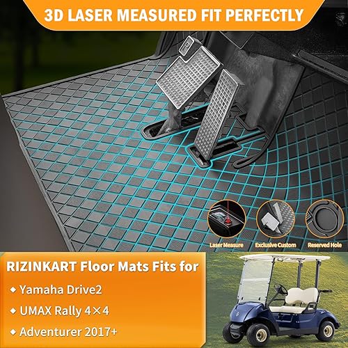 Vista 2 de Golf Cart Floor Mat for Yamaha,Customize Non-Slip Full Coverage Liner Matt Replacement Fits to Yamaha G29/Drive, Drive2,Adventurer,QuieTech