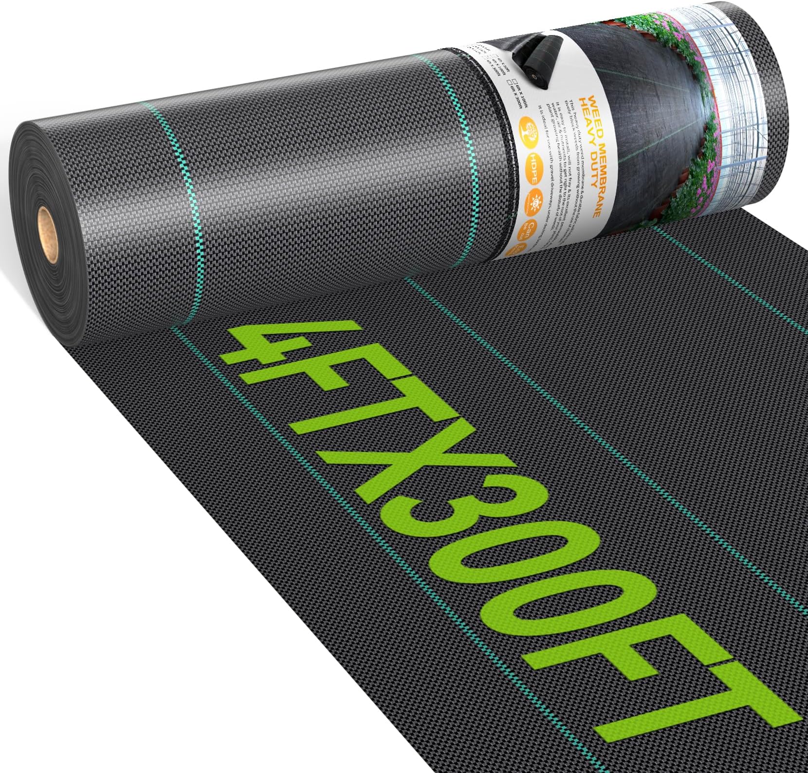 Winisok Weed Barrier Landscape Fabric Heavy Duty, 4FT x 300FT Thicken Garden Fabric