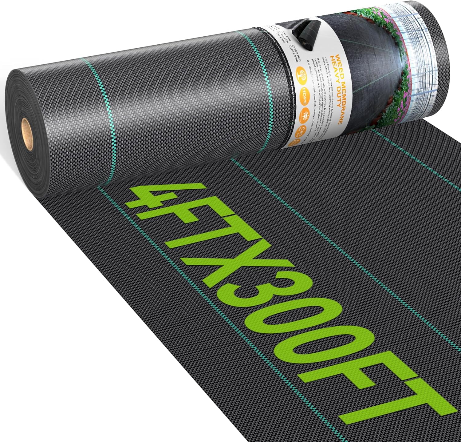 4ftx300ft Weed Barrier Landscape Fabric Heavy Duty, Woven Weed Control Cloth, Woven Geotextile Fabric for Underlayment, Gardening Ground, Commercial Driveway Weed Block Cover Mat