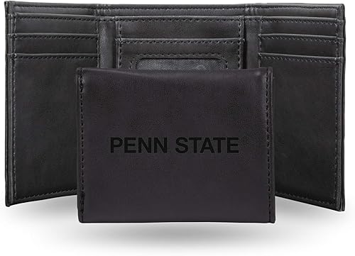 Vista 31 de Rico Industries NCAA - Cartera triple grabada con láser y tres pliegues grabada con láser, accesorio para hombre Negro