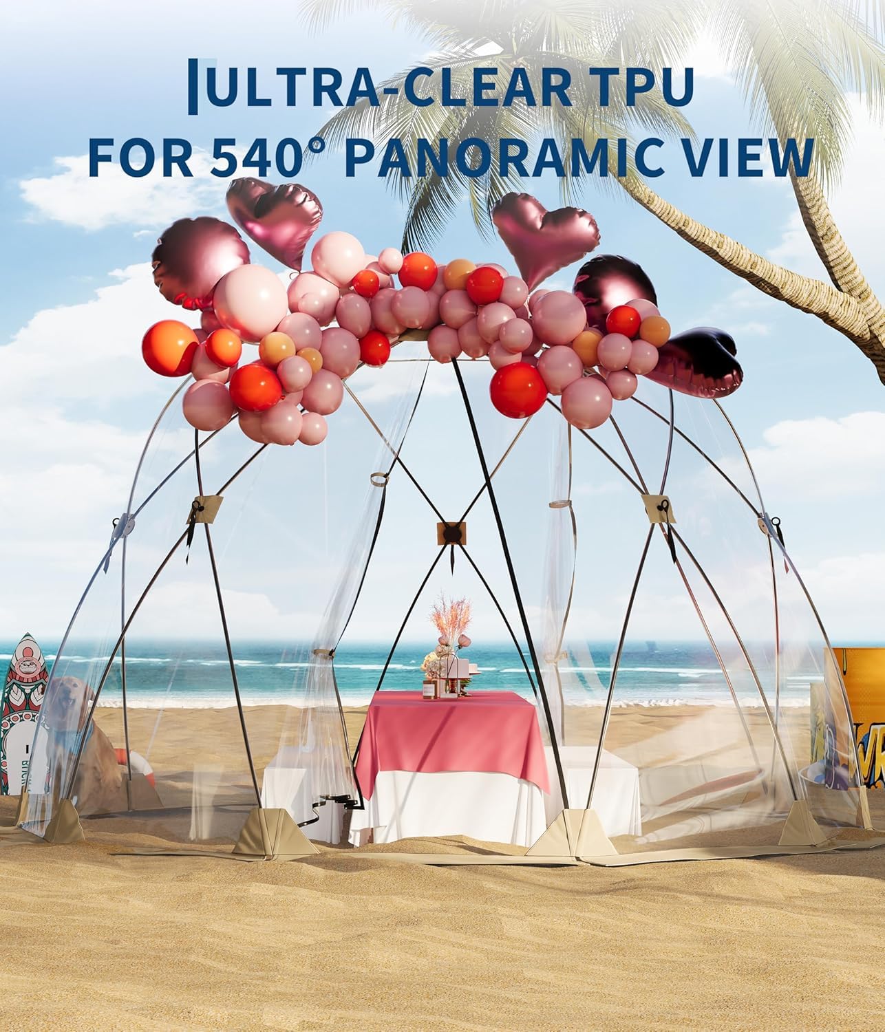 Garvee Pop Up Bubble Zelt 3x3m, 4-6 Personen, Transparent Garten Pavillon