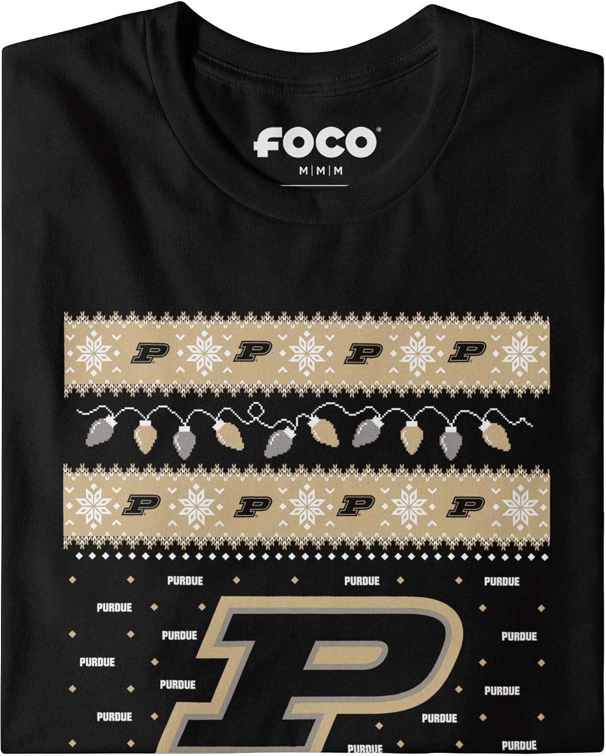 FOCO Mens NCAA College Team Logo Holiday Lights Sweater Long Sleeve T-Shirt