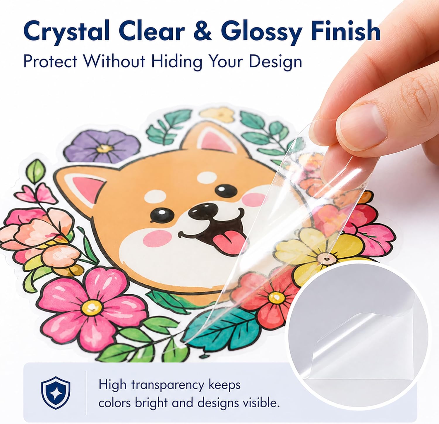 Bleidruck 25 Sheets Crystal Clear Vinyl Sticker Paper Self Adhesive Waterproof 100% Transparent Overlay Film A4 (11.7 x 8.3 Inch) Cold Laminate Sheets
