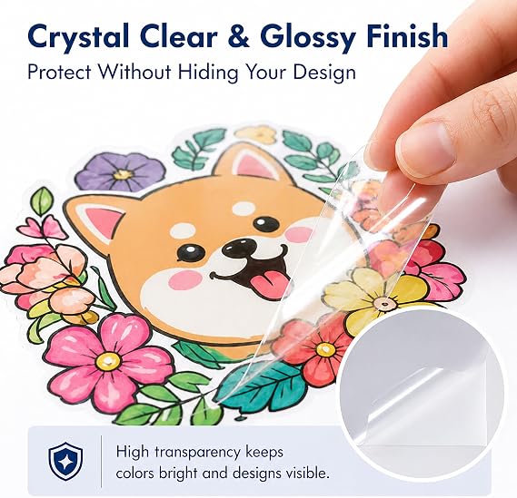 Bleidruck 36 Sheets A4 Size Crystal Clear Vinyl Sticker Sheets Self-Adhesive Overlay Sheets Cold Laminating Sheets