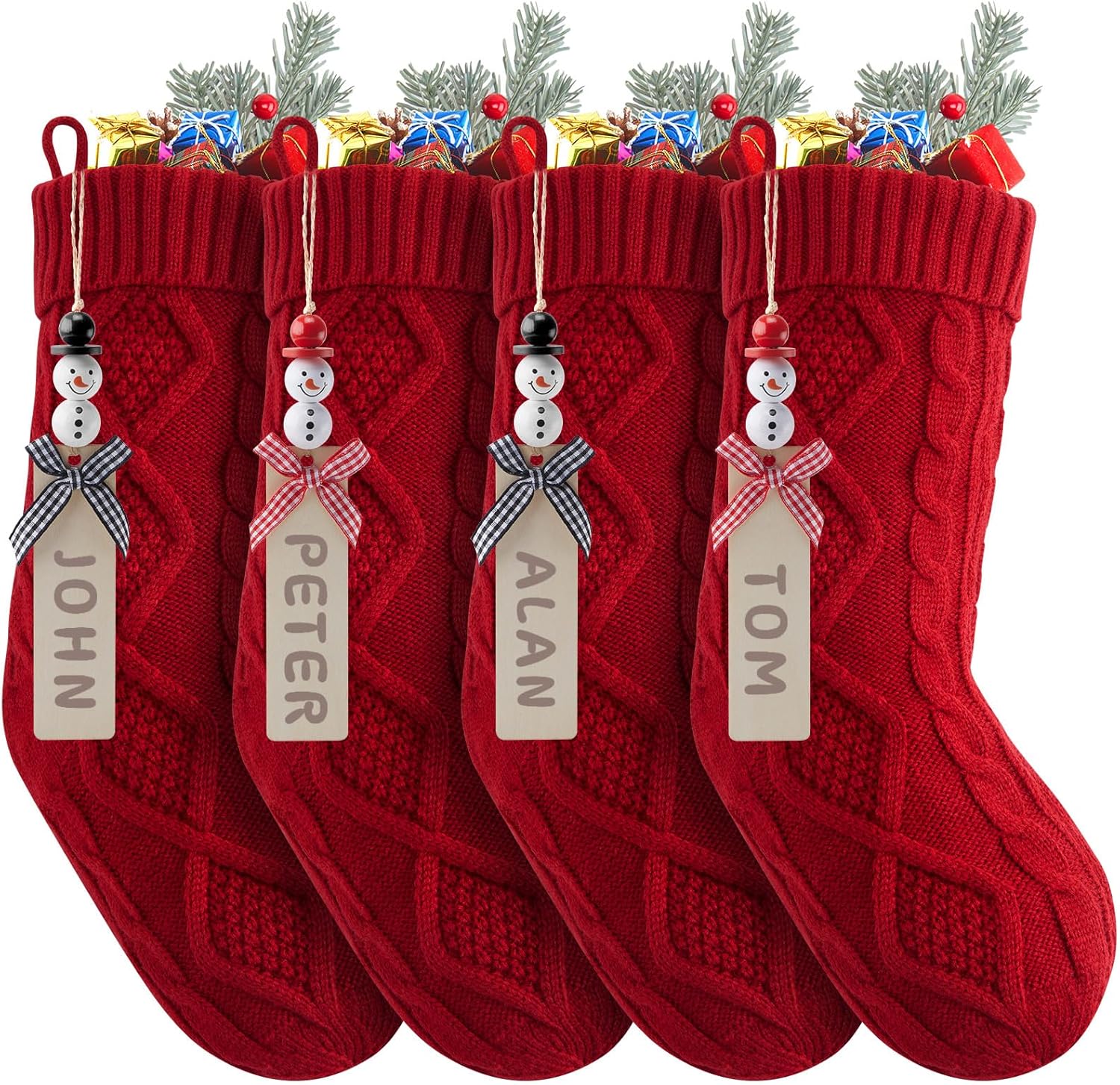 Christmas Stockings, Personalized Christmas Hanging Stockings with Name Tags, 18