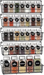 5 Pack Spice Rack Seasoning Organizer Wall Mount, Hanging Spice Organizer Shelf for Kitchen Cabinet, Wall, Pantry Door (Jars Are Not Included)