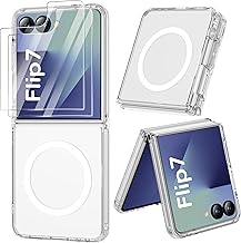 ORETECH Case for Samsung Galaxy Z Flip 7, with [Mag-Safe] [2 x Screen Protector], Anti-Shock, Anti-Scratch Bumper Transparent Hard PC Case Case for Samsung Z Flip 7, Clear