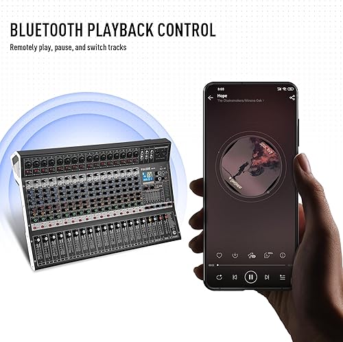 Miniatura 7 de Mezclador de audio de estudio Bluetooth de 16 canales, procesador digital DSP de 99 bits con MP3 USB para entrada de grabación de PC, conector de