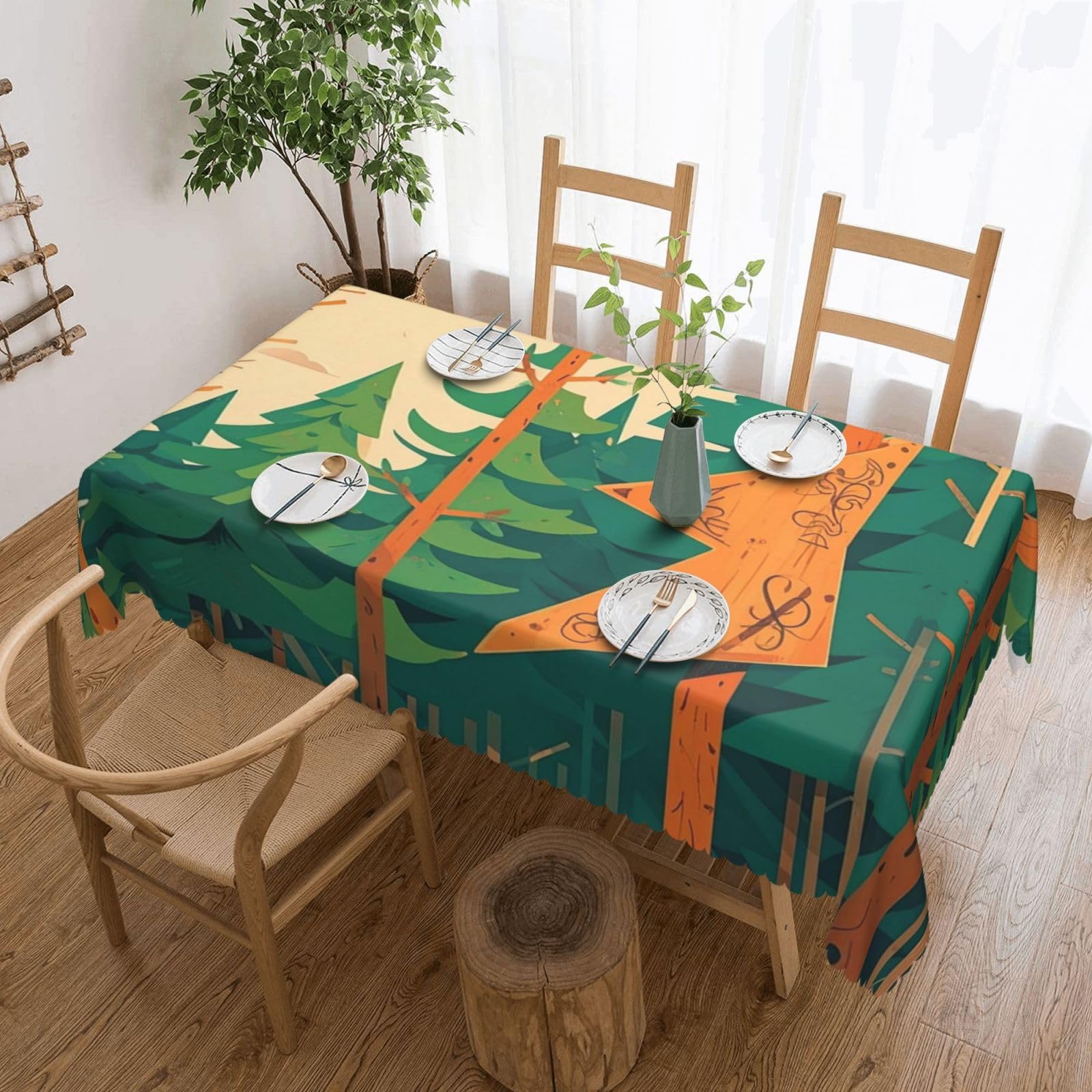 FodPand Mountain Fir Forest Tablecloths for Rectangle Tables 54 x 72 Inch - Reusable Washable Dining Table Clothes - Stain and Wrinkle Resistant Decorative Fabric Table Cover for Wedding Party
