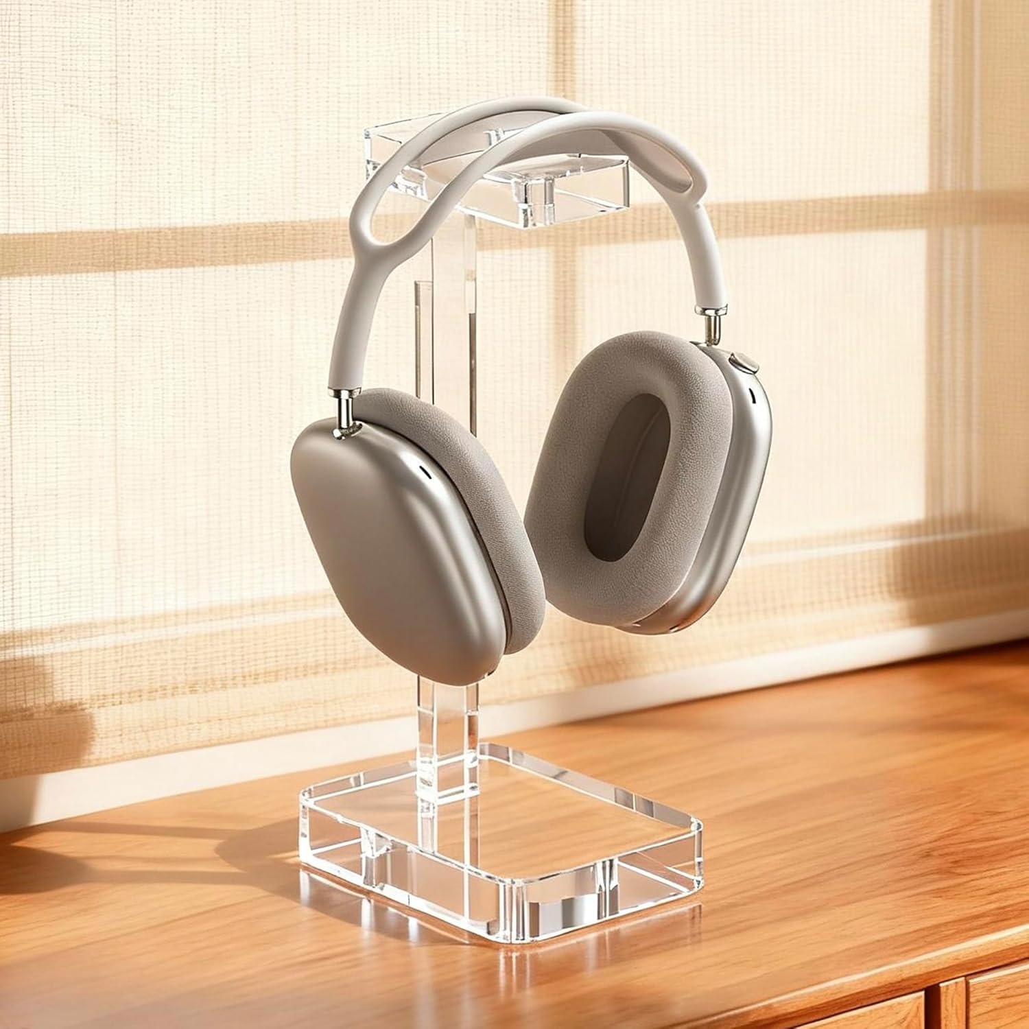 Headphone Stand Headset Holder for Desk, Solid Christal-Clear Acrylic with Stable Base Earphone Hanger for Gaming Room Office Accessories