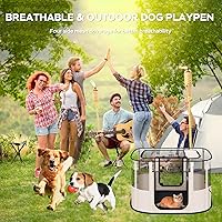 Vista 6 de Corralito para perros con almohadilla impermeable, jaulas portátiles para perros medianos, jaulas para perros de malla transpirable plegable, casa