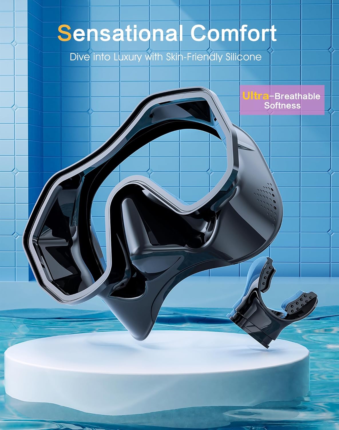 Snorkeling Gear for Adults Kids, Dry-Top Snorkel Set, 180°Panoramic Wide View Diving Mask Breathing Freely Snorkel Mask for Snorkeling Scuba Diving Swimming Travel