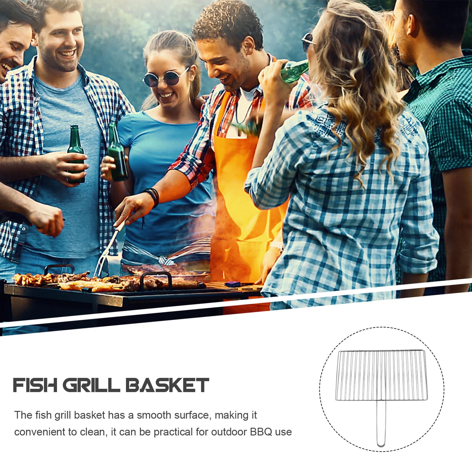 Griglia per Pesce in Acciaio Inossidabile Clip Verticale, Cestino per Barbecue Resistente e Facile da Pulire, per Camping e Bbq All'aperto