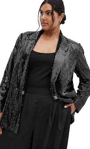 City Chic Women's Plus Size Jacket-Equinox, Black, 16