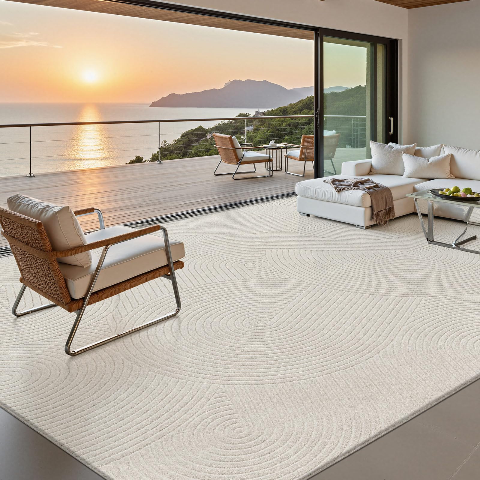 SHACOS Alfombra Salón Beige, Grande Alfombra Habitación Suave Antideslizante, Lavable Tapete Sala Decorativa Estilo Escandinavo para Sala, Dormitorio y Comedor Rug, 200 x 290 cm