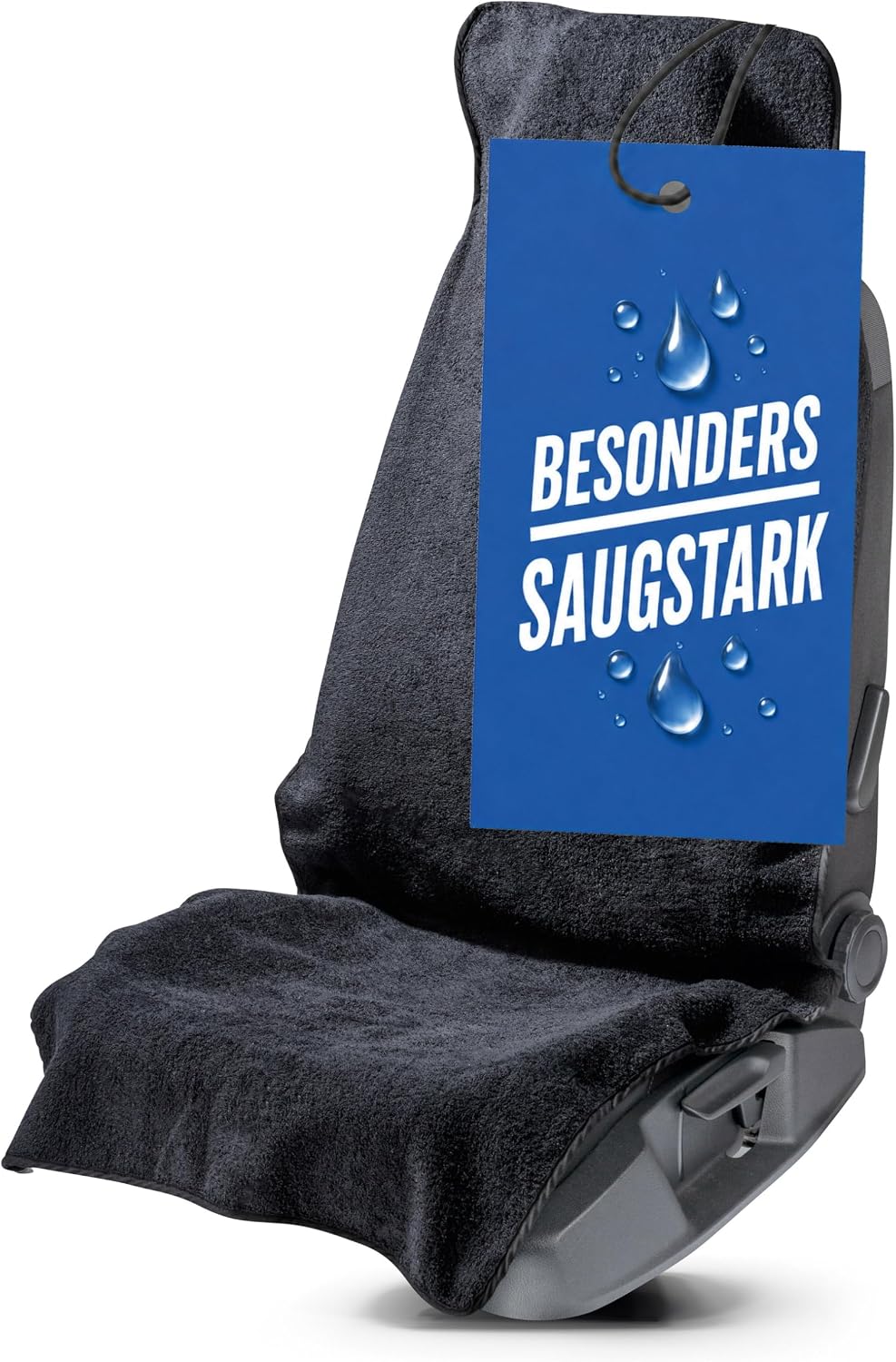 Walser Car Seat Cover Front Seat Made of Terry Cloth, Washable Seat Cover, Car Seat Protector, Universal Car Seat Cover, Car Seat Throw, Protective Cover Car Seat Front, 1 Piece, Black