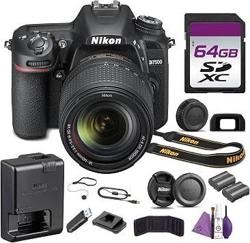 Nikon D7500 20.9MP DSLR Camera with 18-140mm VR Lens Bundle with Replacement Battery EN EL15C + Cleaning Kit + 64GB Memory Card