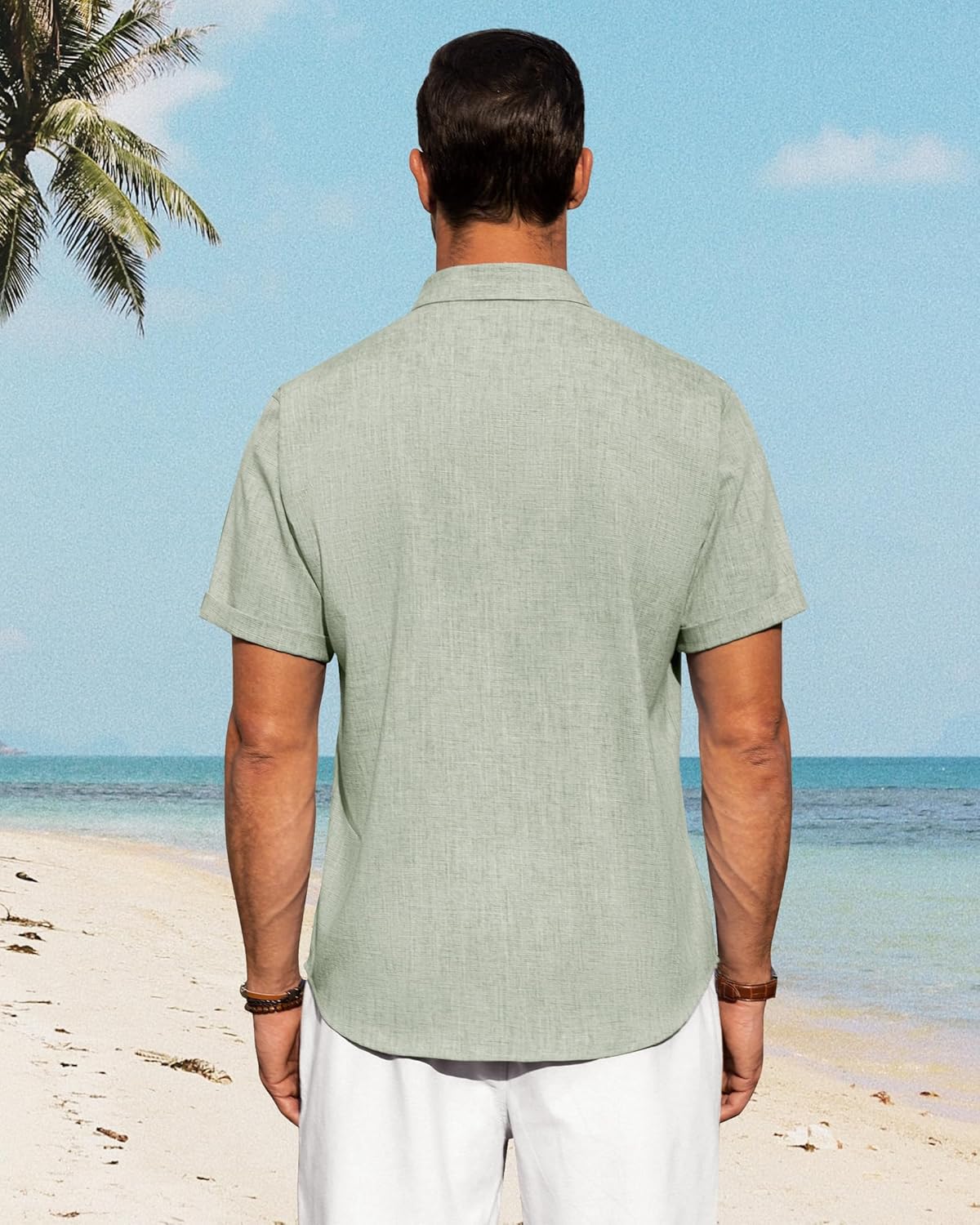 J.VER Men's Linen Shirts Casual Short Sleeve Button Down Shirt Beach Vacation Cruise Summer Wedding Cotton Tops - Image 4