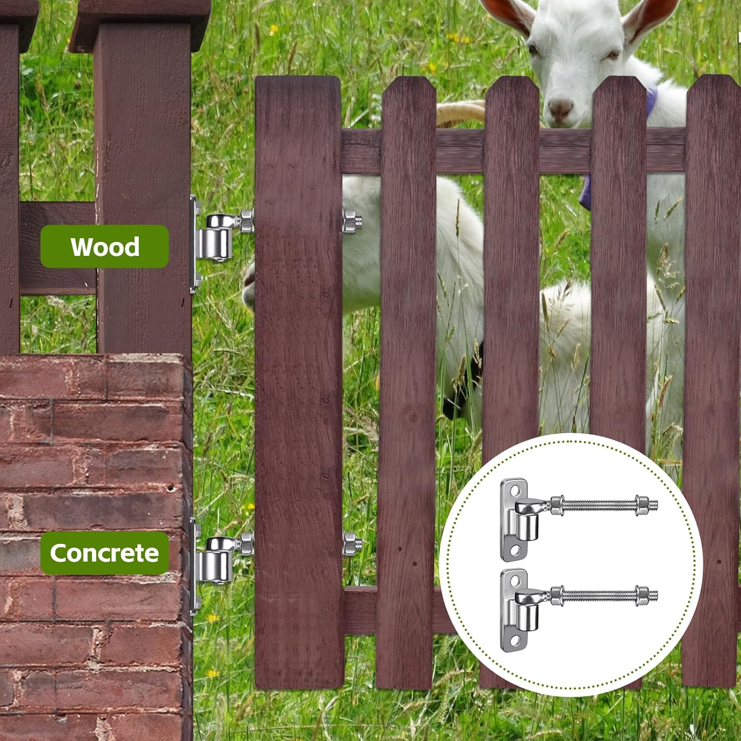 2 Pack 8'' J Bolt Gate Hinge, Heavy Duty 304 Stainless Steel Hinge for Chain Link & Farm Gates