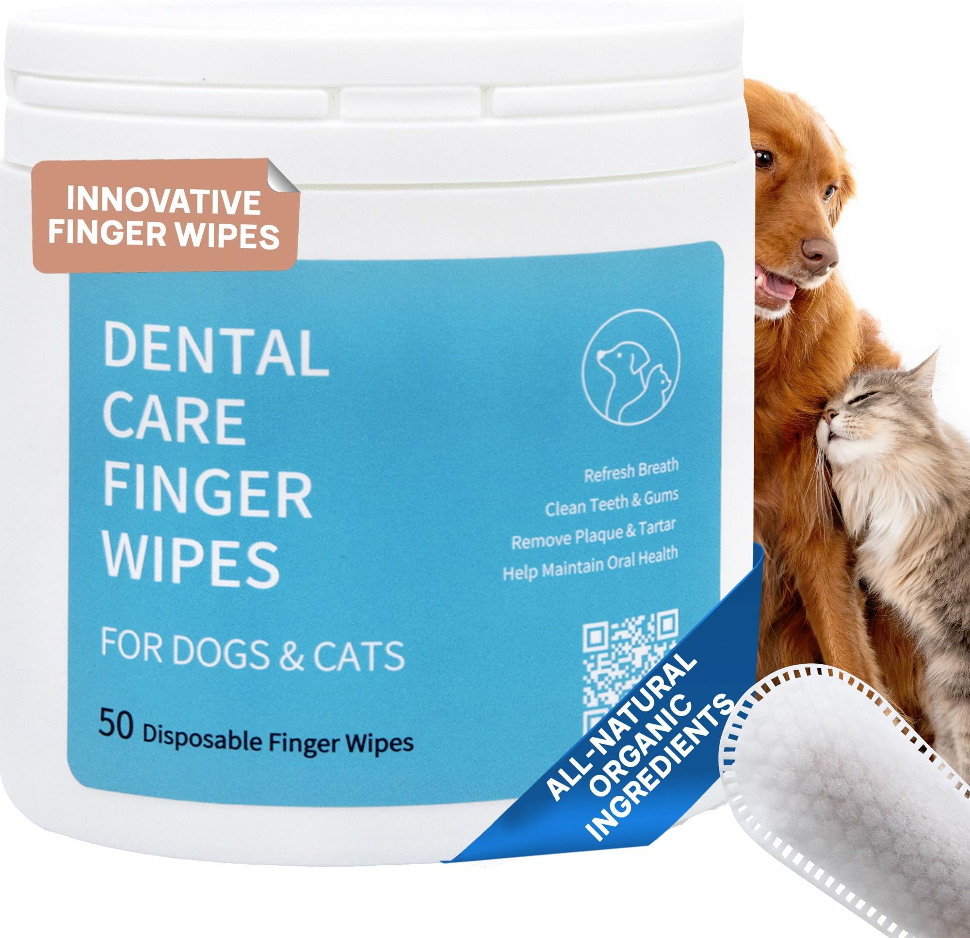 RSGRT Pet Teeth Cleaning Wipes for Dogs & Cats, Finger Dog