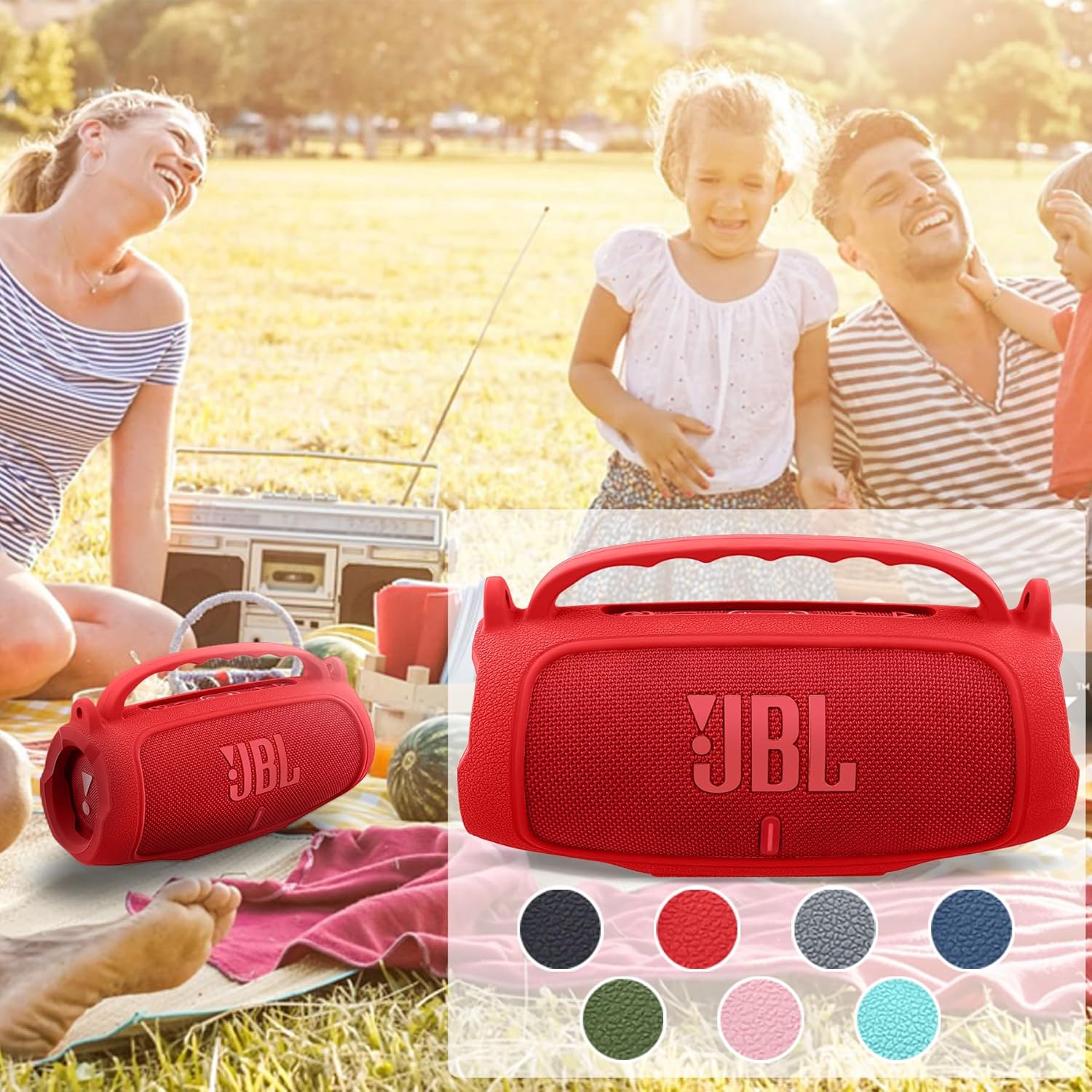 Silicone Case Compatible with JBL Charge 5 Portable Waterproof Bluetooth Speaker(Red Silicone Cover) - Image 9