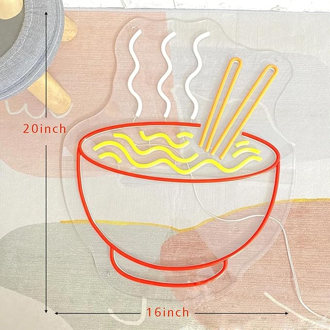 AMANYMXOK Ramen LED Neon Sign Japanese Ramen Neon Lights Dimmable Business Welcome Wall Decor for Restaurant Kitchen Man Cave Coffee Shop Bar Party Size: 20inch photo 2