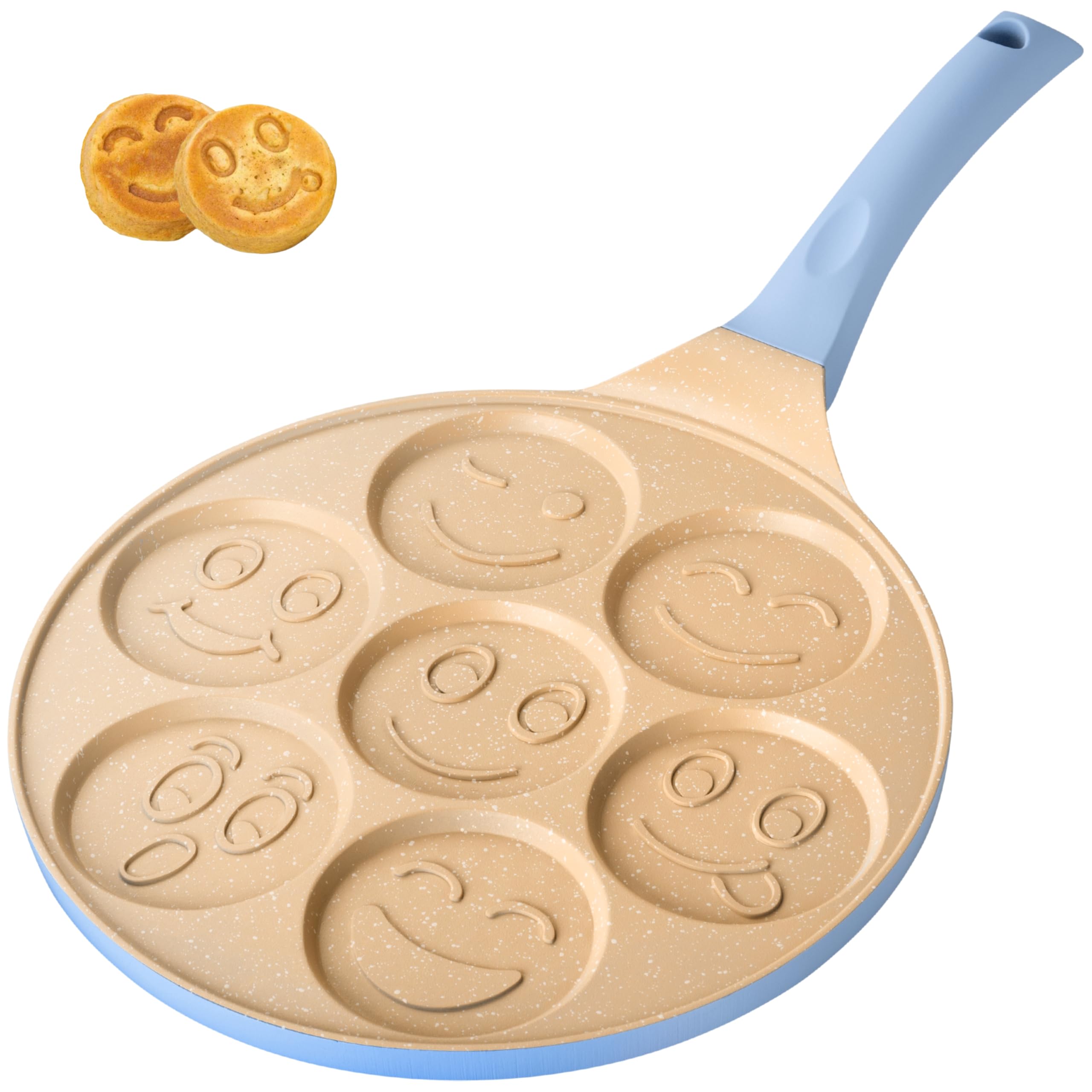 Padella Pancake Erreke 26cm - Antiaderente, Per Tutti I Fuochi, 7 Forme Divertenti Per Bambini, Blu - Foto 7